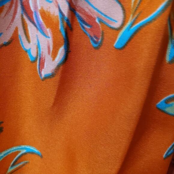 Zara Basic Orange Blue Floral Short Sleeve Tiered Mini Dress M - Picture 4 of 8